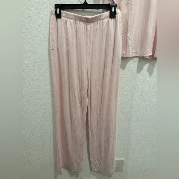 Nuuds boyfriend pajama tee shirt top pants makeup pink lounge set - Picture 7 of 14